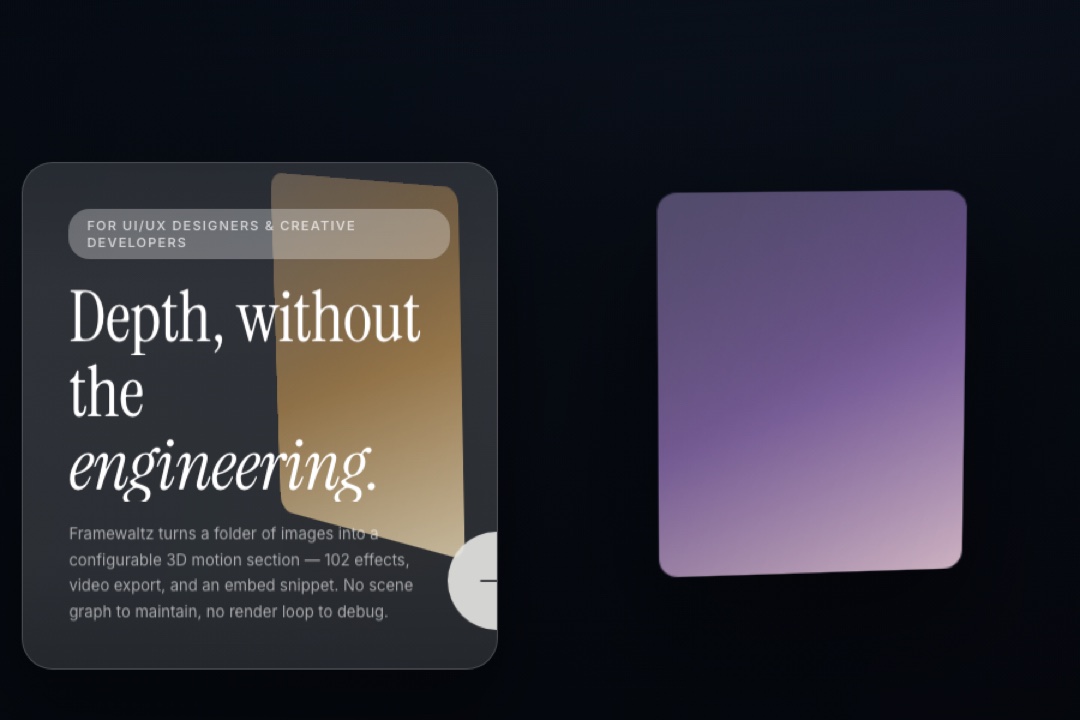 Framewaltz — a photo lifted into a 3D motion section